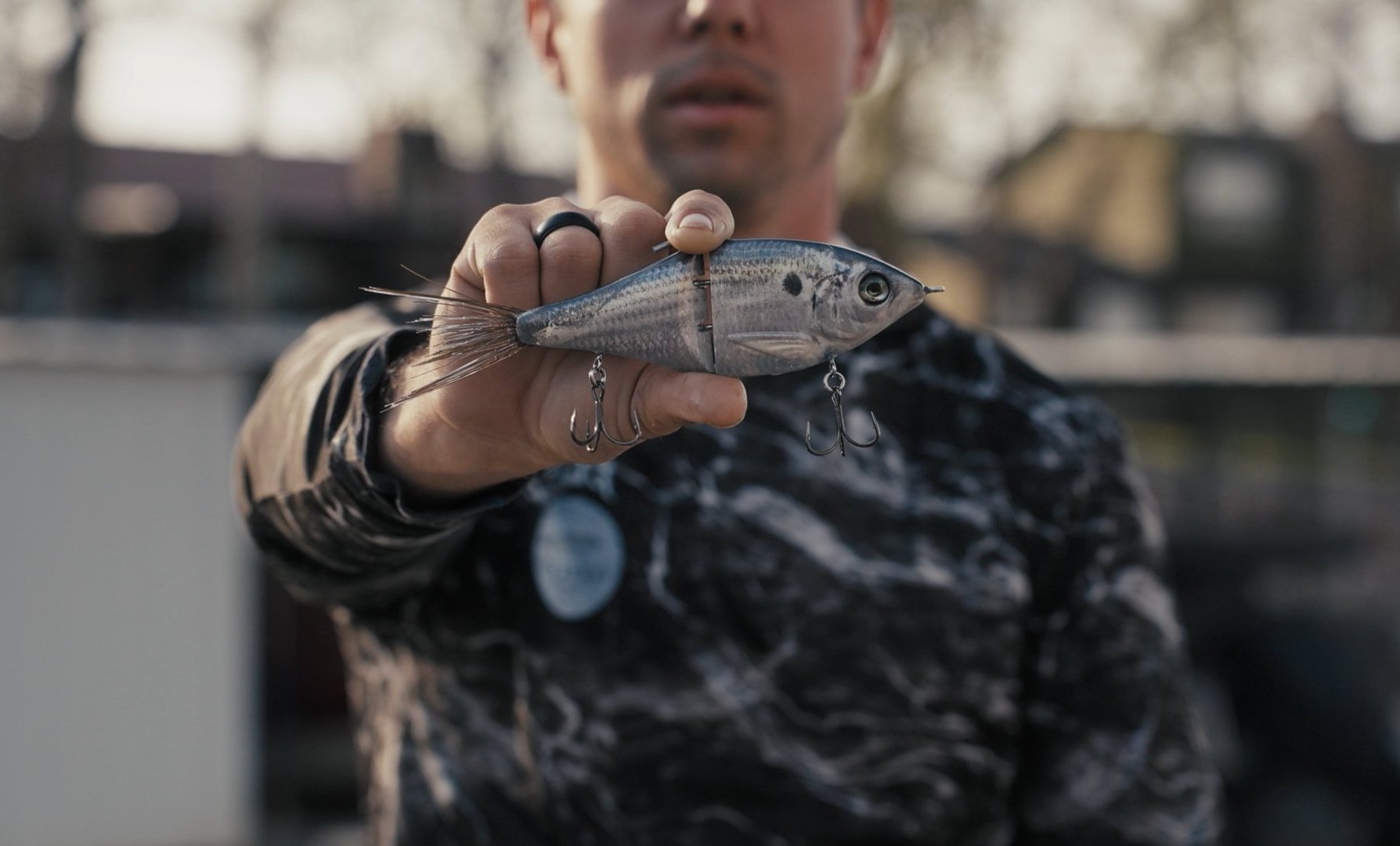 Eric holding a Versatile Baits glide bait